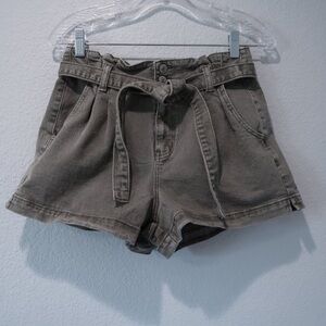 American Eagle Highest Rise Mom Shorts Denim Jean Bottoms Stretch Tie Belt 4